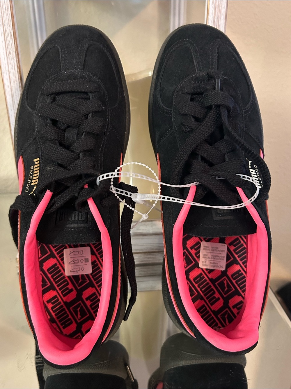 Puma Black Suede Sneakers with Pink Formstrip - Picture 4 of 4